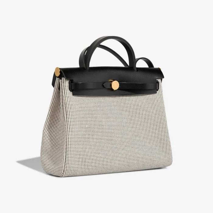 Mirror Quality Hermès Replicas Herbag 31 Vache Hunter/Toile Quadrille Ecru/White/Black GHW - DLF - Image 5