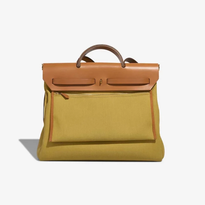 Mirror Quality Hermès Replicas Herbag 39 Toile/Vache Hunter Ginger/Naturel GHW - DLF - Image 3