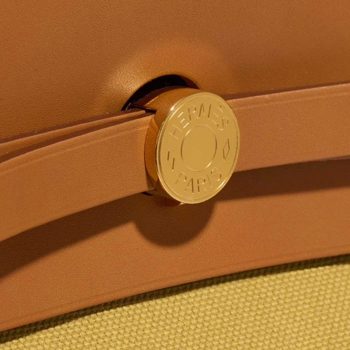 Mirror Quality Hermès Replicas Herbag 39 Toile/Vache Hunter Ginger/Naturel GHW - DLF - Image 5