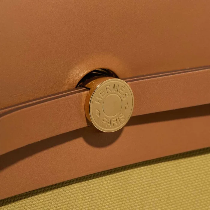 Mirror Quality Hermès Replicas Herbag 39 Toile/Vache Hunter Ginger/Naturel GHW - DLF - Image 6