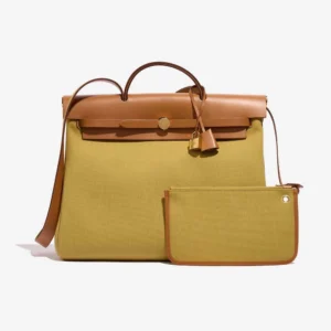 Mirror Quality Hermès Replicas Herbag 39 Toile/Vache Hunter Ginger/Naturel GHW - DLF