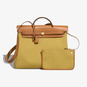 Mirror Quality Hermès Replicas Herbag 39 Toile/Vache Hunter Ginger/Naturel GHW - DLF