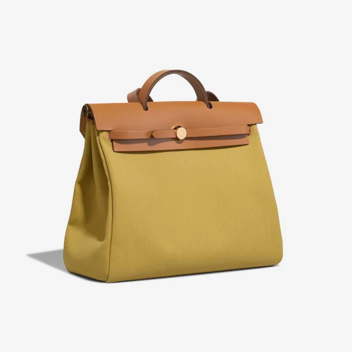 Mirror Quality Hermès Replicas Herbag 39 Toile/Vache Hunter Ginger/Naturel GHW - DLF - Image 5