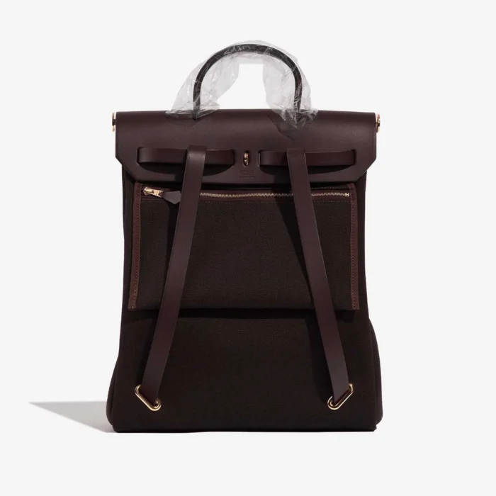Mirror Quality Hermès Replicas Herbag Backpack Toile/Vache Hunter Ebene GHW - DLF - Image 3