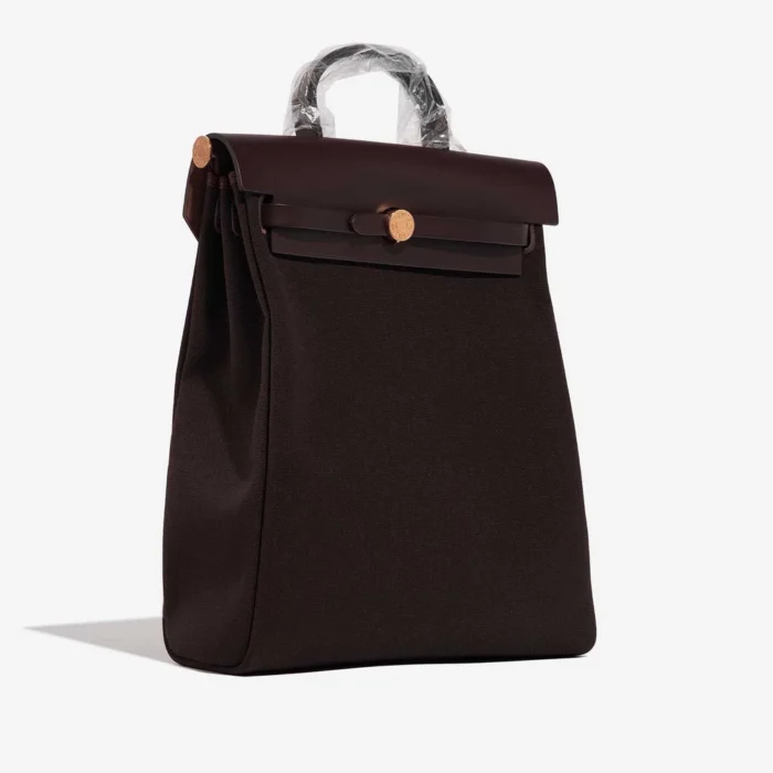 Mirror Quality Hermès Replicas Herbag Backpack Toile/Vache Hunter Ebene GHW - DLF - Image 5