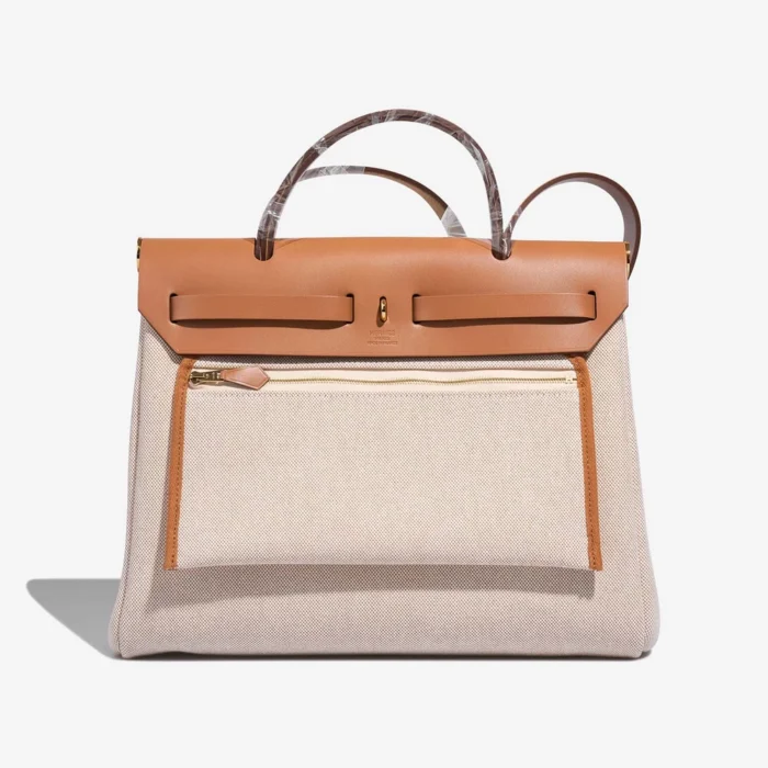 Mirror Quality Hermès Replicas Herbag Circuit 24 31 Toile/Vache Hunter Gris Meyer/Ecru/Beige/Nature GHW - DLF - Image 2