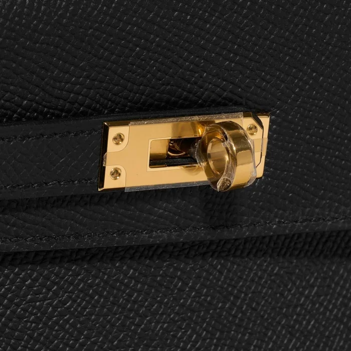Mirror Quality Hermès Replicas Kelly 20 Mini en Desordre Epsom Black GHW - DLF - Image 7