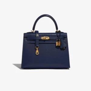 Mirror Quality Hermès Kelly 25 Chèvre Chamkila Blue Saphire GHW