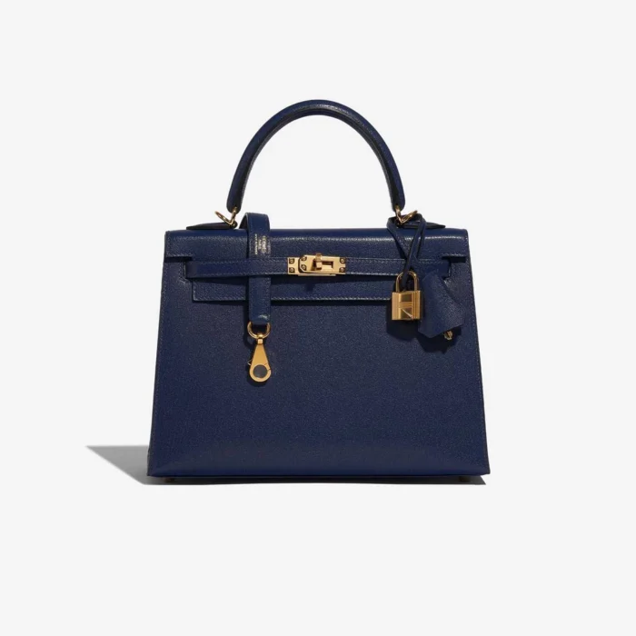 Mirror Quality Hermès Kelly 25 Chèvre Chamkila Blue Saphire GHW