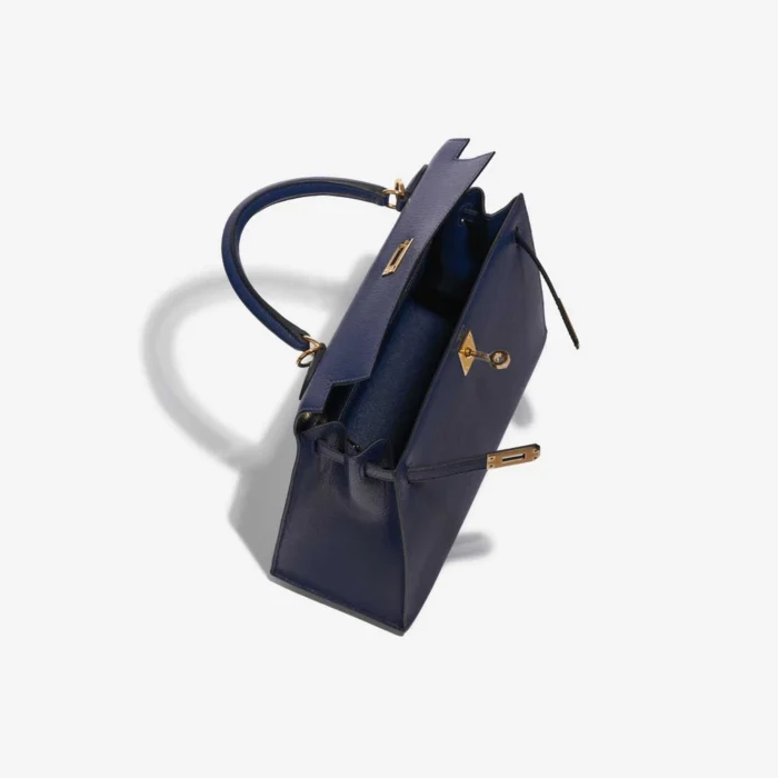 Mirror Quality Hermès Replicas Kelly 25 Chèvre Chamkila Blue Saphire GHW - DLF - Image 5
