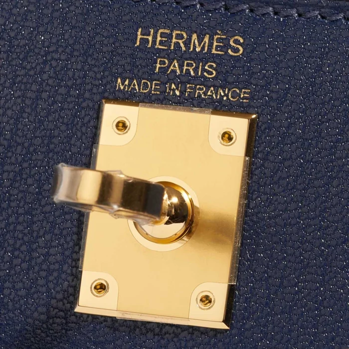 Mirror Quality Hermès Replicas Kelly 25 Chèvre Chamkila Blue Saphire GHW - DLF - Image 6