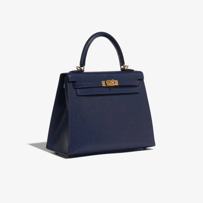 Mirror Quality Hermès Replicas Kelly 25 Chèvre Chamkila Blue Saphire GHW - DLF - Image 4