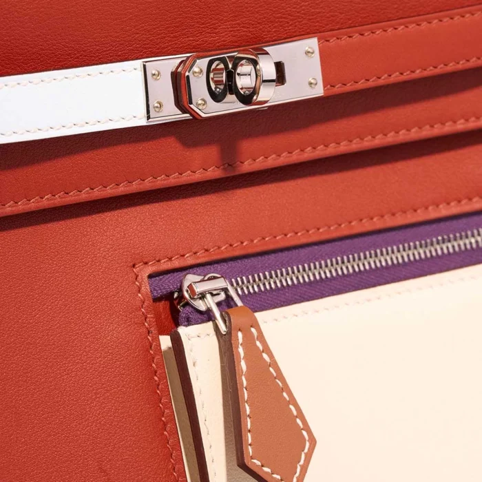 Mirror Quality Hermès Replicas Kelly 25 Colormatic Swift Cuivre/Nata/Bleu Brume/Chai/Lime PHW - DLF - Image 7