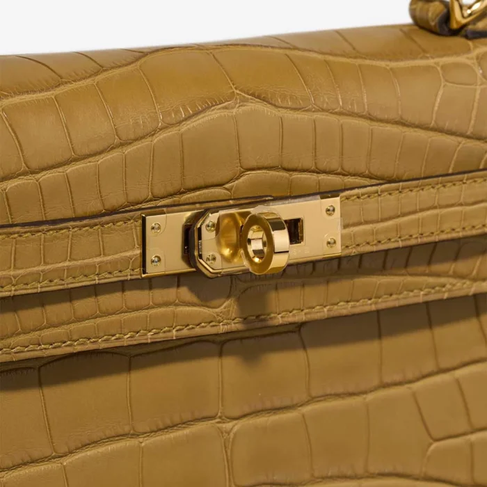 Mirror Quality Hermès Replicas Kelly 25 Matte Alligator Kraft/Mimosa GHW - DLF - Image 7