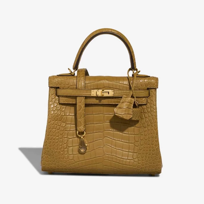 Mirror Quality Hermès Replicas Kelly 25 Matte Alligator Kraft/Mimosa GHW - DLF