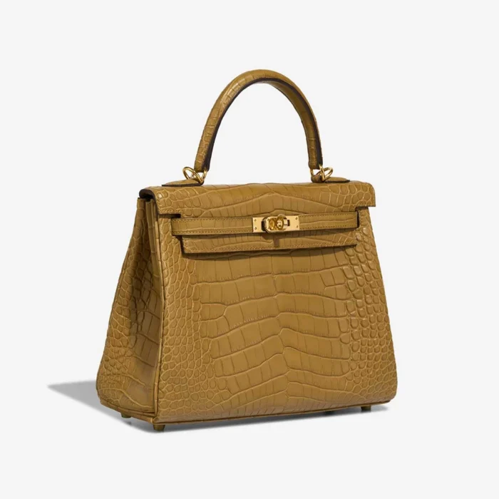 Mirror Quality Hermès Replicas Kelly 25 Matte Alligator Kraft/Mimosa GHW - DLF - Image 4