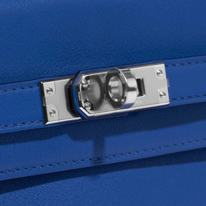 Mirror Quality Hermès Replicas Kelly 25 Swift Blue France PHW - DLF - Image 7
