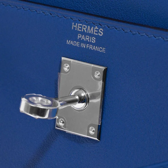 Mirror Quality Hermès Replicas Kelly 25 Swift Blue France PHW - DLF - Image 6