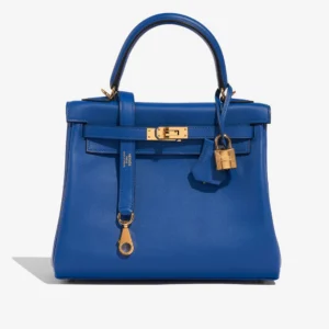 Mirror Quality Hermès Replicas Kelly 25 Swift Blue de France GHW