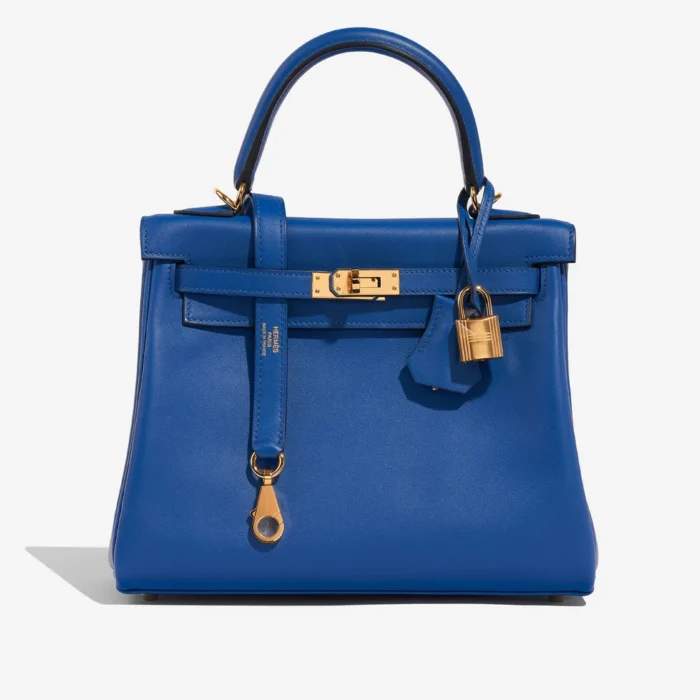 Mirror Quality Hermès Replicas Kelly 25 Swift Blue de France GHW