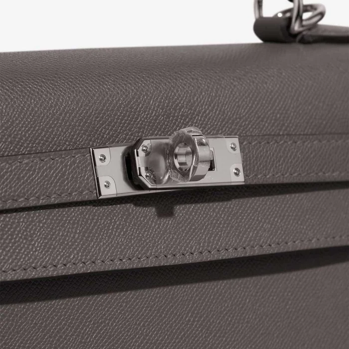 Mirror Quality Hermès Replicas Kelly 25 Veau Madame Gris Meyer PHW - DLF - Image 7
