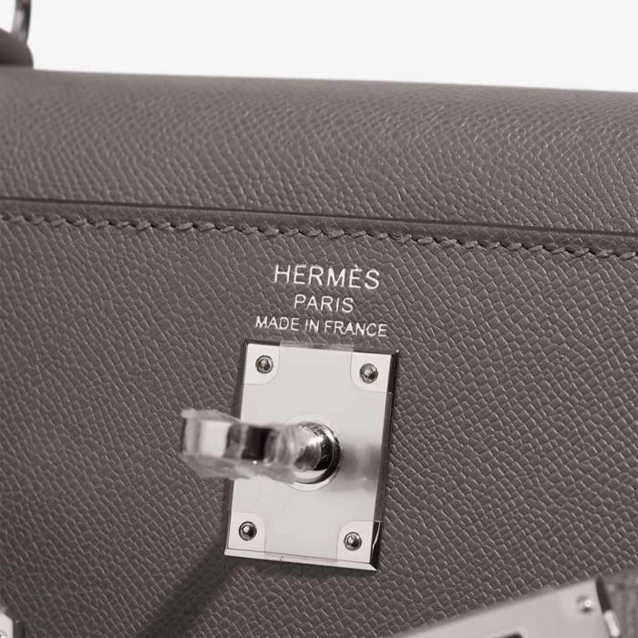 Mirror Quality Hermès Replicas Kelly 25 Veau Madame Gris Meyer PHW - DLF - Image 6