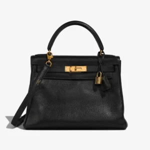 Mirror Quality Hermès Replicas Kelly 28 Ardennes Black GHW - DLF