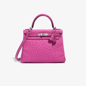 Mirror Quality Hermès Replicas Kelly 28 Ostrich Fuchsia PHW