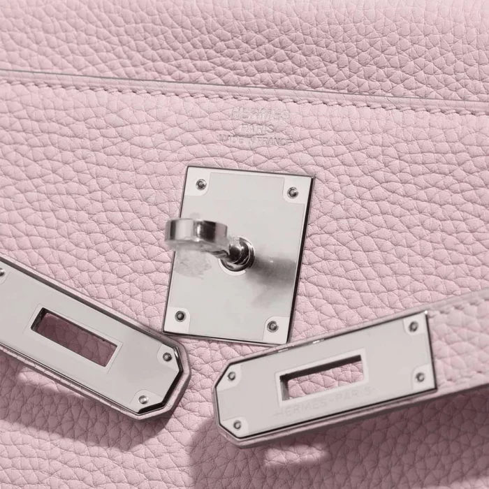 Mirror Quality Hermès Replicas Kelly 28 Taurillon Clemence Mauve Pale PHW - DLF - Image 6