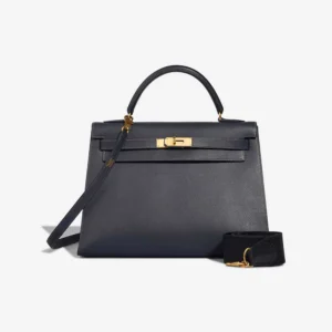 Mirror Quality Hermès Replicas Kelly 32 Courchevel Bleu Marine GHW - DLF