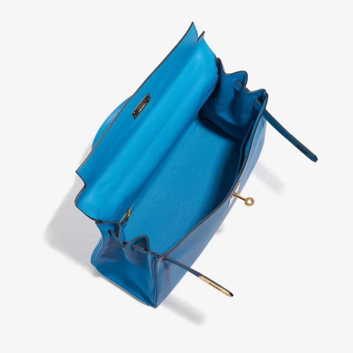 Mirror Quality Hermès Replicas Kelly 32 Evercolour Blue Frida GHW - DLF - Image 5