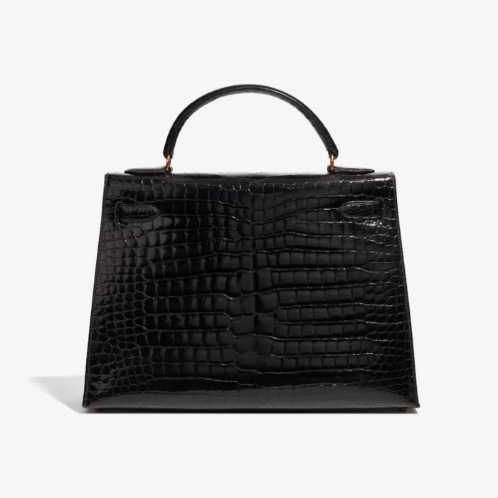 Mirror Quality Hermès Replicas Kelly 32 Porosus Crocodile Black GHW - DLF - Image 2