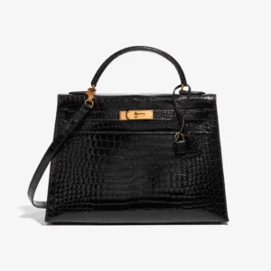 Mirror Quality Hermès Replicas Kelly 32 Crocodile Black GHW