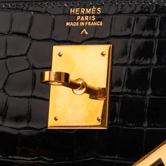 Mirror Quality Hermès Replicas Kelly 32 Porosus Crocodile Black GHW - DLF - Image 5