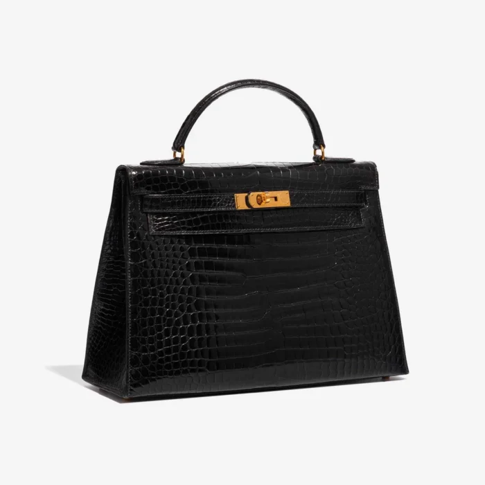 Mirror Quality Hermès Replicas Kelly 32 Porosus Crocodile Black GHW - DLF - Image 3