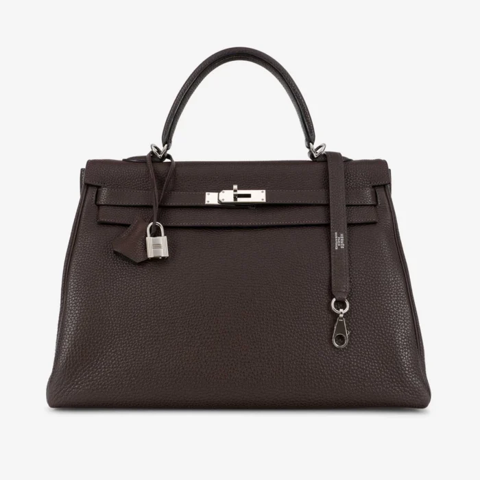 Mirror Quality Hermès Replicas Kelly 35 Chocolate PHW – DLF