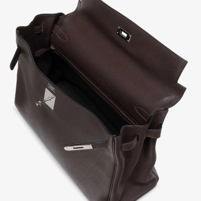 Mirror Quality Hermès Replicas Kelly 35 Clemence Chocolate PHW - DLF - Image 4