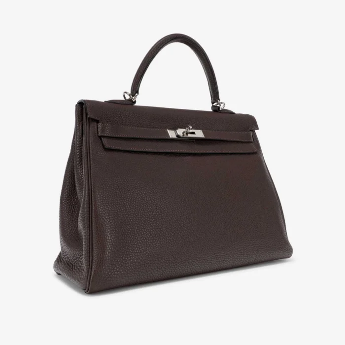 Mirror Quality Hermès Replicas Kelly 35 Clemence Chocolate PHW - DLF - Image 3