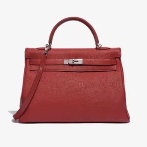 Mirror Quality Hermès Replicas Kelly 35 Clemence Rouge Piment PHW
