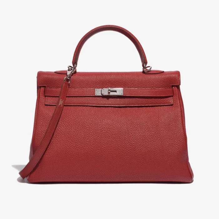 Mirror Quality Hermès Replicas Kelly 35 Clemence Rouge Piment PHW
