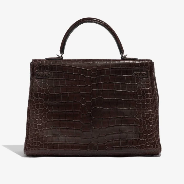 Mirror Quality Hermès Replicas Kelly 35 Porosus Crocodile Gris Elephant PHW - DLF - Image 2