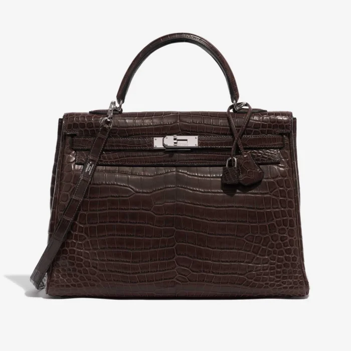 Mirror Quality Hermès Kelly 35 Crocodile Gris Elephant | DLF