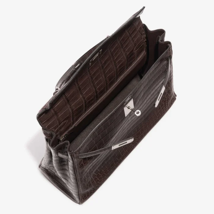 Mirror Quality Hermès Replicas Kelly 35 Porosus Crocodile Gris Elephant PHW - DLF - Image 5