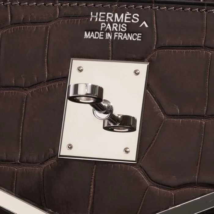 Mirror Quality Hermès Replicas Kelly 35 Porosus Crocodile Gris Elephant PHW - DLF - Image 6