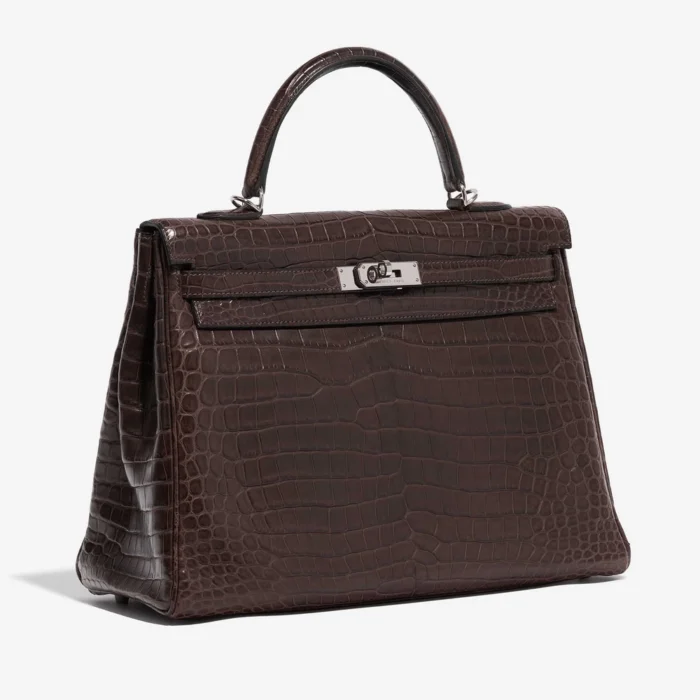 Mirror Quality Hermès Replicas Kelly 35 Porosus Crocodile Gris Elephant PHW - DLF - Image 4
