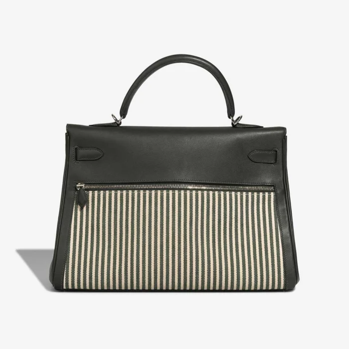 Mirror Quality Hermès Replicas Kelly Lakis 35 Swift/Canvas Grey/Blue PHW - DLF - Image 2