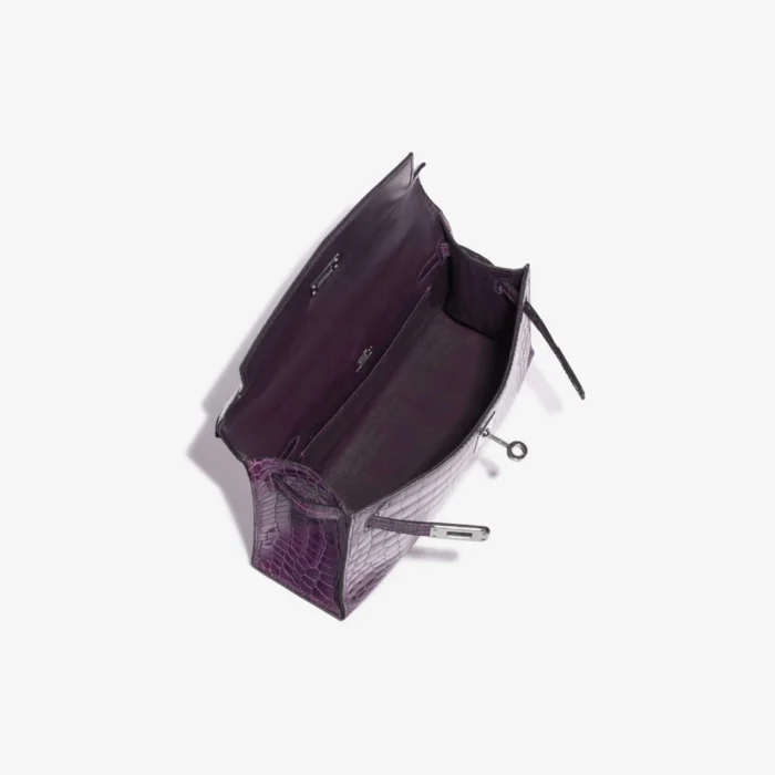Mirror Quality Hermès Replicas Kelly Pochette Alligator Amethyst PHW - DLF - Image 5