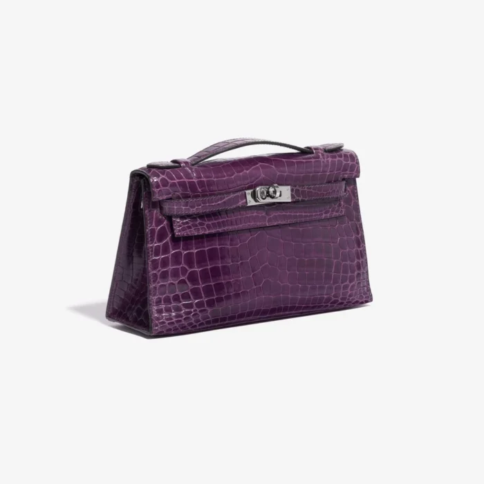 Mirror Quality Hermès Replicas Kelly Pochette Alligator Amethyst PHW - DLF - Image 4