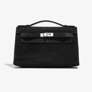 Mirror Quality Hermès Replicas Kelly Pochette Doblis Suede Black