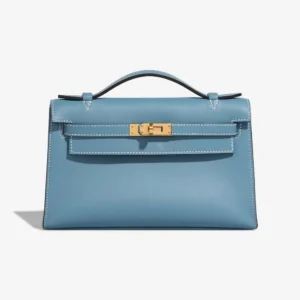 Mirror Quality Hermès Replicas Kelly Pochette Bleu Jean GHW